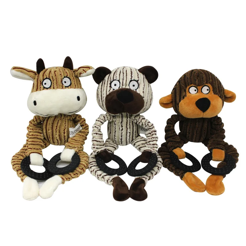 Pet Chew Toys Animals Donkey Shaped Dog Bite Corduroy Plush Teething Toy for Small Dogs High Quality Pet Training Supplies