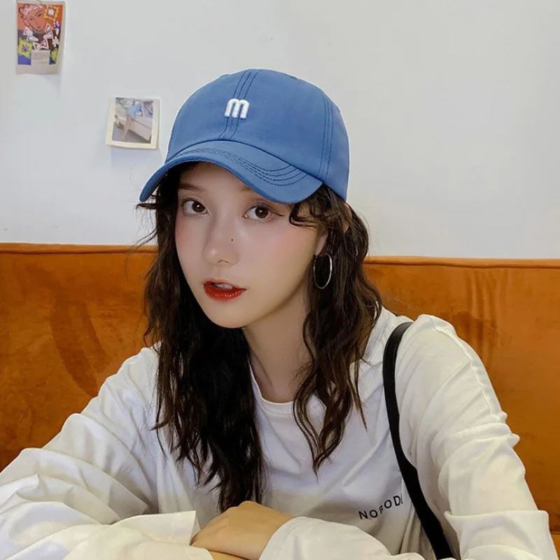 

South Korea Embroidery Baseball Cap Hat Letter Joker Sunscreen In Summer Sun Hat Curved Eaves Show White Cap Elegant men's And W