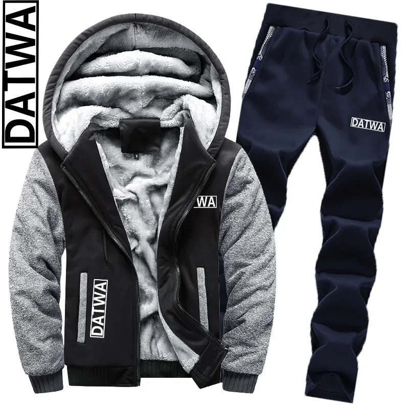 

2023 Datwa мужской зимний Рыболовный набор, альпинизм и теплая спортивная одежда с капюшоном, штаны для рыбалки, толстовка на молнии, повседневный спортивный комплект