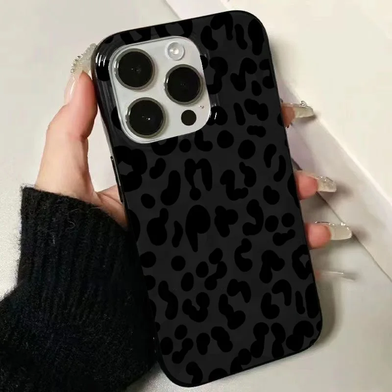 Серый-белый чехол для телефона с леопардовым принтом для iPhone 13 11 12 14 15 16 17 Pro Max Plus 16E XR 8 7 Plus SE 2022 X XS Max Soft Cover (art.: 3920cfdeb7414) - 3920cfdeb7414