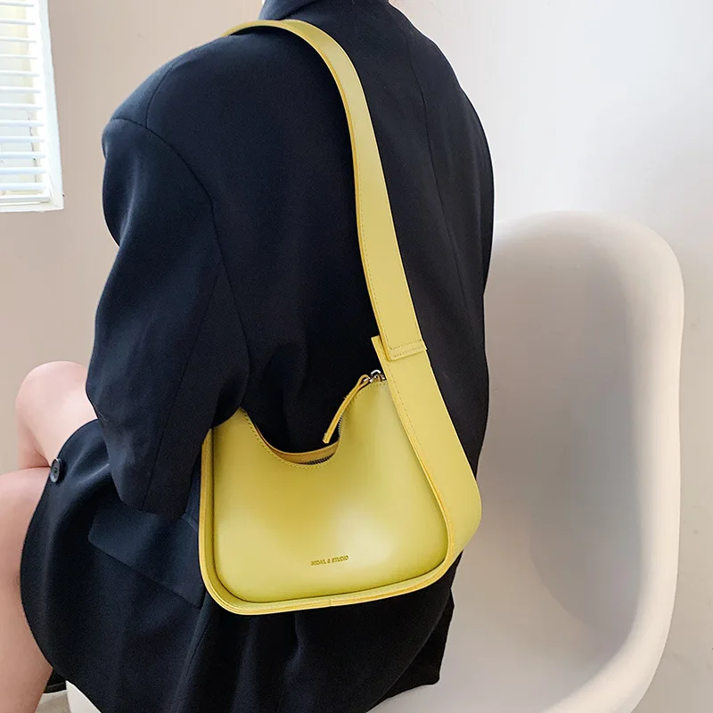 

Luxury Crossbody Bags For Women 2022 Leather Lemon Color Shoulder Bag Women Casual Satchels Wide Straps Fashion Bag Handbag
