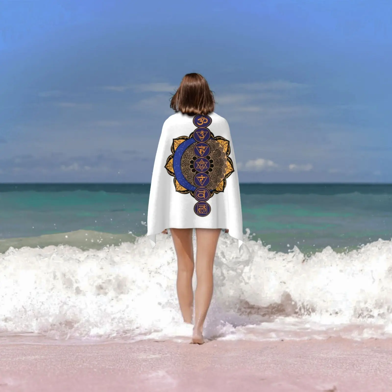 Пляжное полотенце с 7 чакрами быстросохнущее качественное колесо символ праны