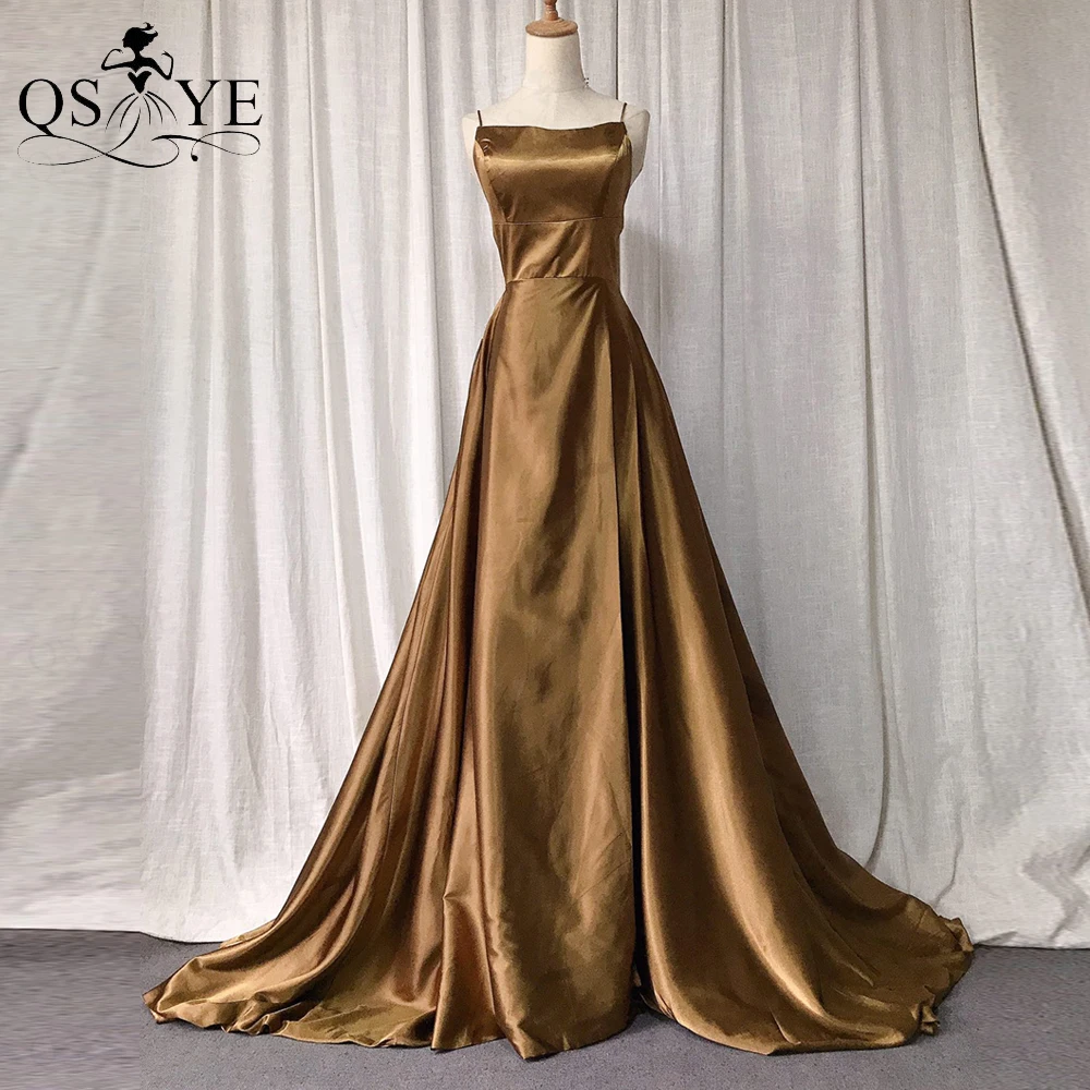 

Горчичного цвета Выпускные платья плиссированные А-силуэта с открытой спиной вечернее платье Sagphetti на бретельках атласное простое Золотое ...