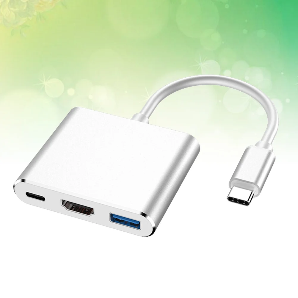 

USB3.1 Type-c to PD Fast Charging Port USB 3.0 3 In 1 Adapter (Silver)
