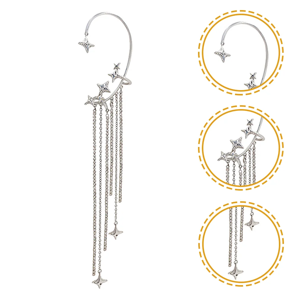

Ear Earrings Cuffstarwrap Cuffs Earringjewelry Silver Trendy Hanging Non Tassel Korean Girls Full Teen Gold Drop Ears