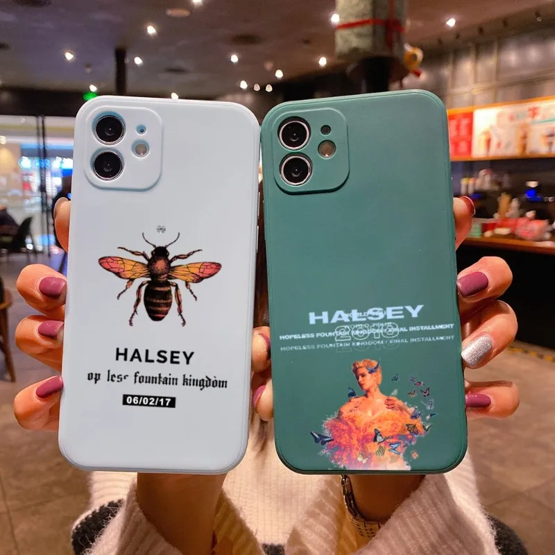 Halsey Hopeless Phone Case For IPhone 14 11 12 13 Pro Max X XR XS Max 6 6S 7 8 Plus SE 2022 Liquid Square Color Phone Cover