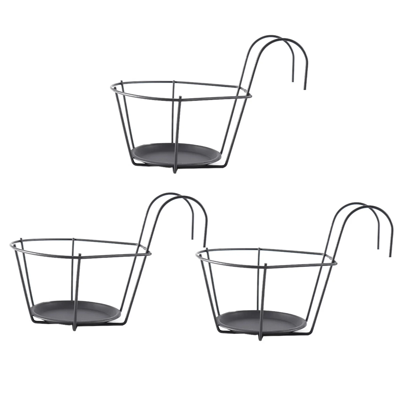 

3pcs Easy Clean Stable Corner Balcony Iron Art Strong Bearing Outdoor Plant Stand Space Saving Bedroom Back Support With 2 Hooks