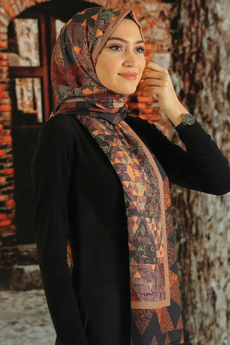 

Women patterned cotton shawl Muslim Fashion Custom Printed Hijab Turkey Production Quality Fabric