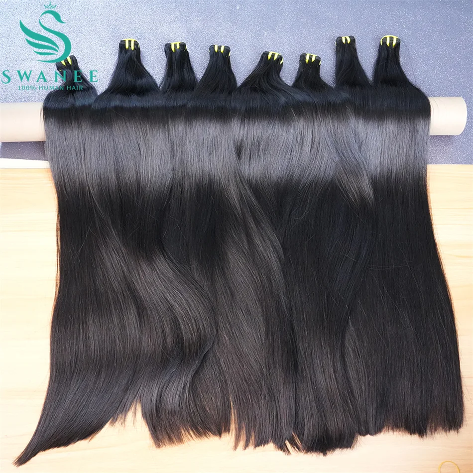 Фото Натуральные волосы Double Drawn Bone Straight, 100% человеческие, необработанные, с полной толщиной кончиков, натуральные, неокрашенные, премиум-класса, для наращивания. №4