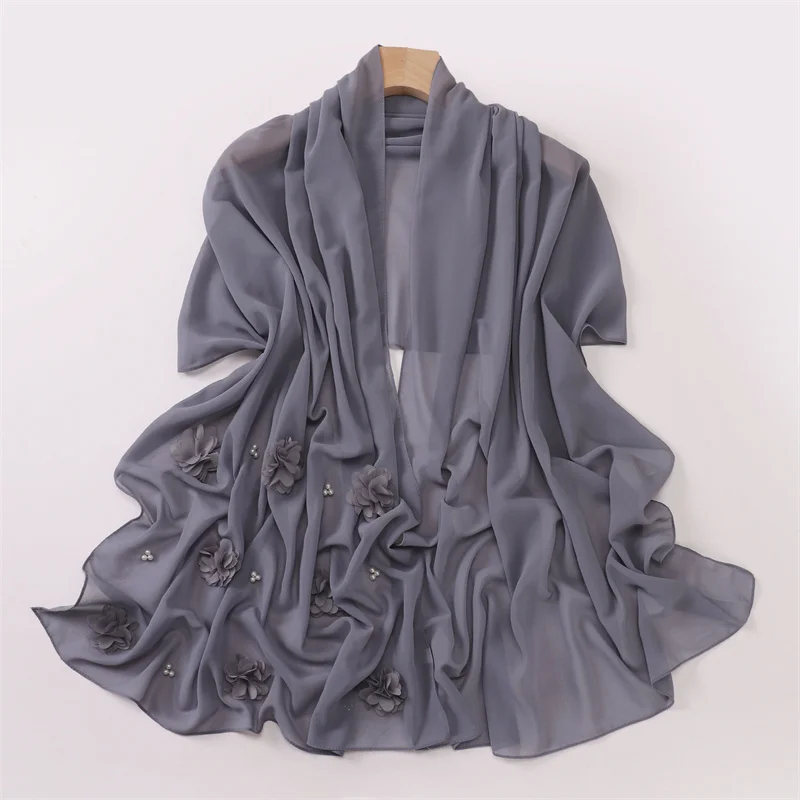 Шифоновый шарф с цветочным принтом для женщин модный четырехсезонный защитный