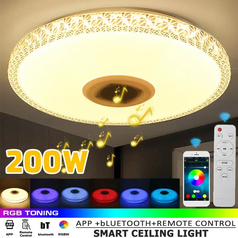 

200W 40cm Modern RGB Dimming LED Ceiling Light Remote/APP Intelligent Control Bluetooth Speaker Music Light Smart Ceiling Lamp