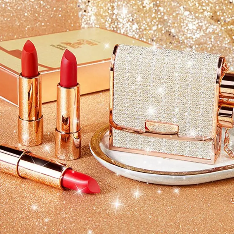 Набор матовых помад 3 цвета нюдовая помада набор для макияжа с сумкой-цепочкой