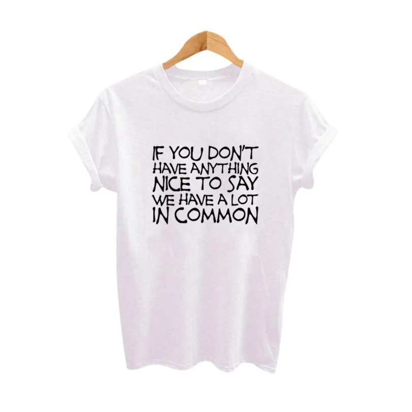 

T Shirts If You Don't Have Anything Nice To Say We Have A Lot In Common Women Tops Tee Shirt