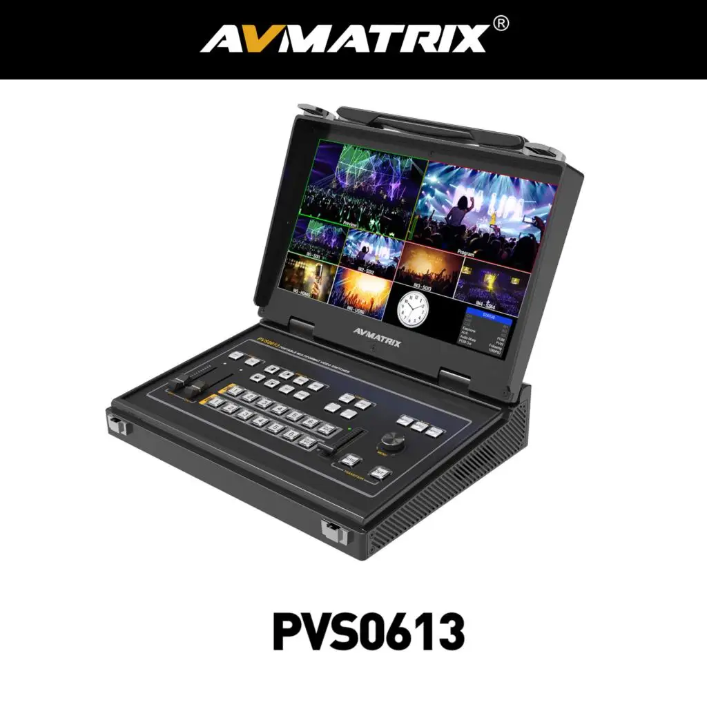 

AVMATRIX PVS0613 13.3& Portable 6CH SDI/HDMI Multi-Format Video FHD LCD Switcher With PiP mode, Audio Mixer, GPIO Interface