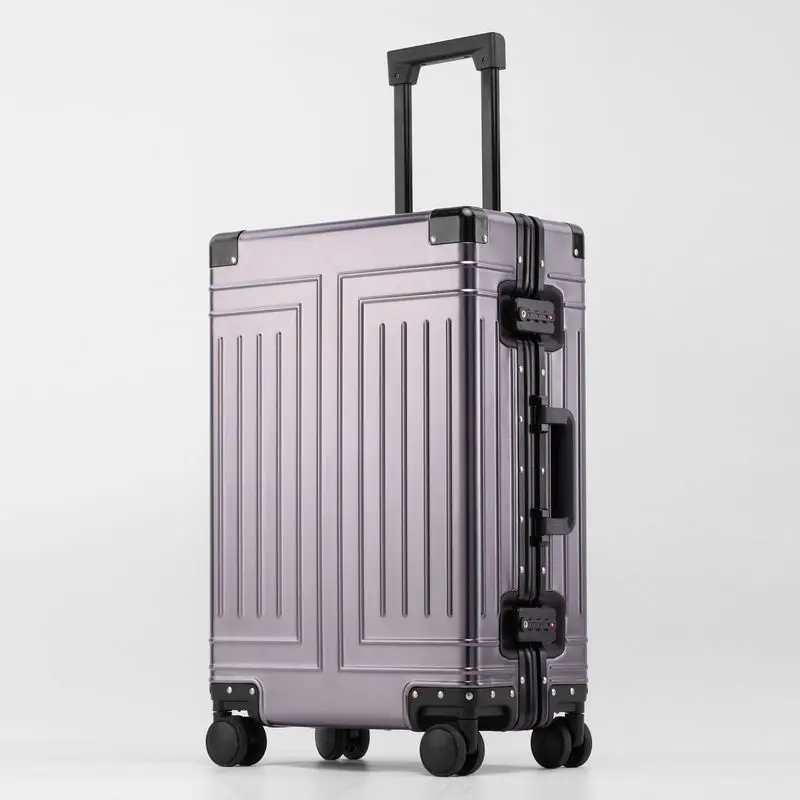 Senior 100% Aluminum-magnesium Alloy Material High Quality Travel Luggage 20/24/26/28 Size Spinner Brand Travel Suitcase images - 6