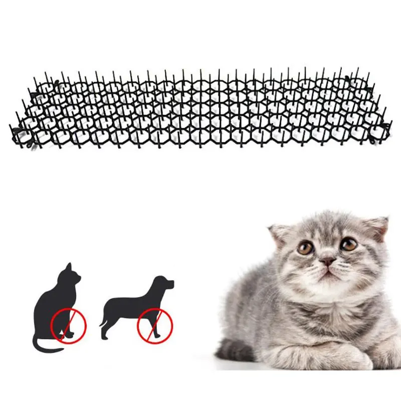

1PC 13cmx49cm Garden Prickle Strip Dig Stop Cat Repellent Deterrent Mat Spike Portable Anti-Cat Dog Outdoor Garden Supplies