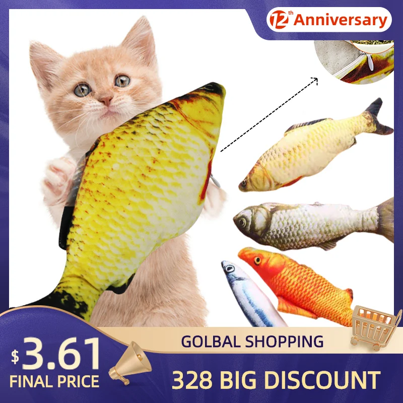 

20/30/40 креативная игрушка для кошек, 3d имитация рыбы, мягкая плюшевая игрушка против укусов, взаимодействие с Кошачьей Мятой, жевательная имитация кошачьей рыбы, игрушка, аксессуары для домашних животных
