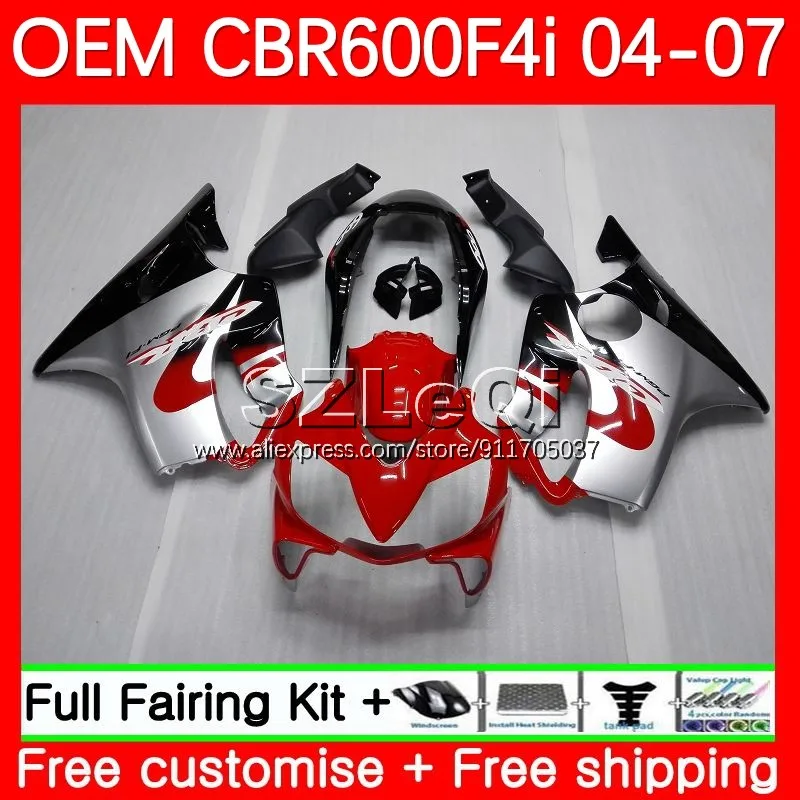 

Injection For HONDA Body CBR 600 600F4i CBR600 F4i CBR600F4i 04 05 06 07 600CC 2004 2005 2006 2007 Fairing 30LQ.81 red silvery