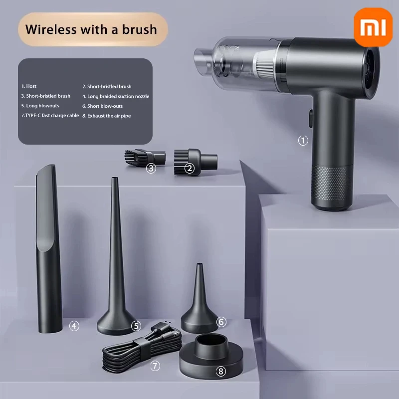 

Беспроводной автомобильный пылесос Xiaomi, многофункциональный мини-портативный мощный всасывающий и выдувной встроенный чистящий прибор