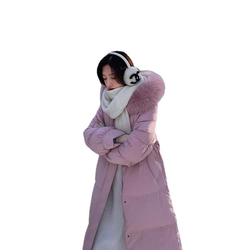 Girls Cotton Jacket 2022 Winter Solid Color Warm Thickened Women's Down Jacket Cotton Clothes Korean Fashion Long Down Jacket