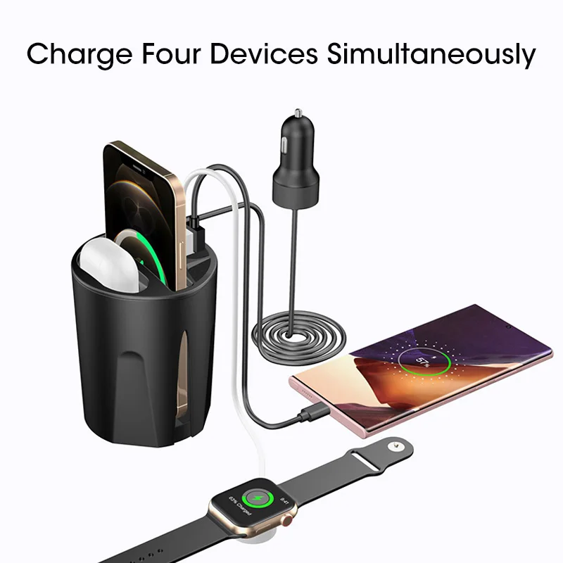 15w car wireless charging cup 4 ni 1 car charger holder for samsung s212010 apple iphone1213 portable phone car fast chargers free global shipping