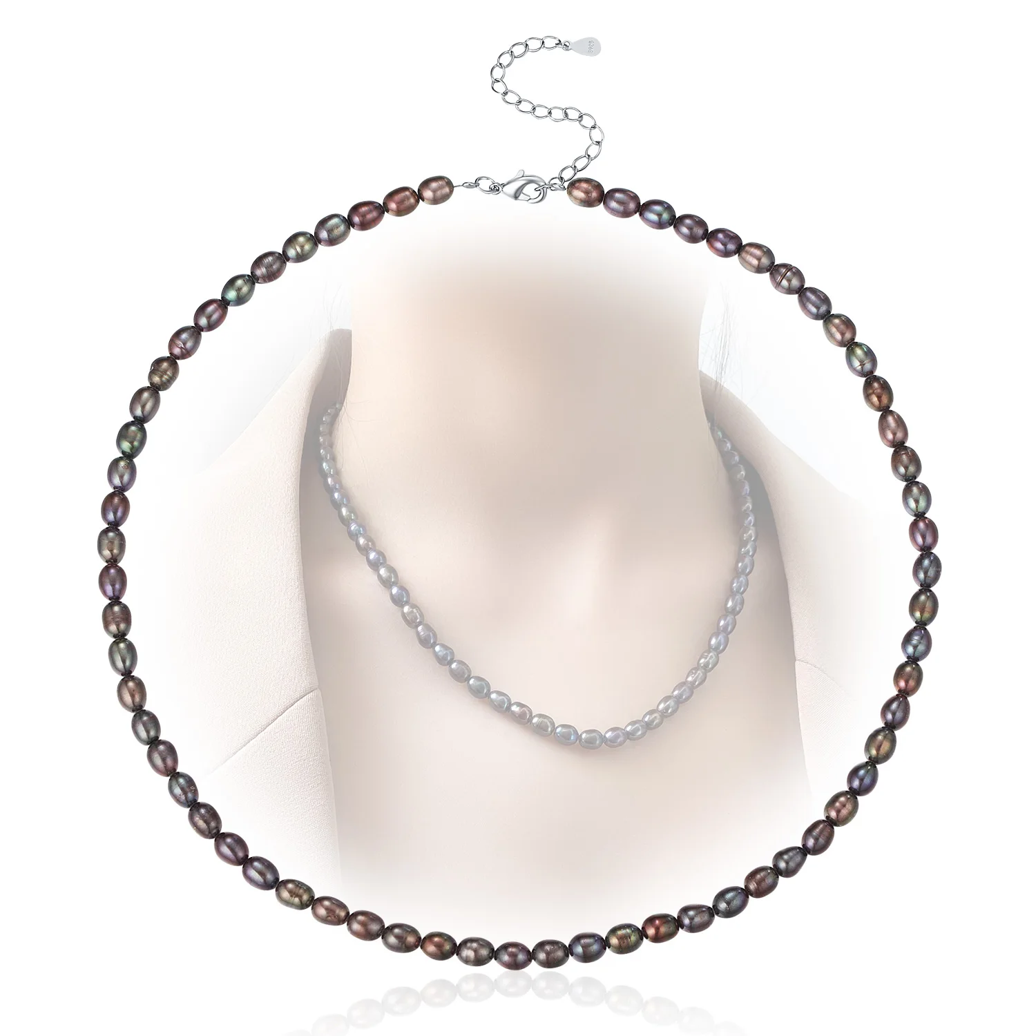 

7TO U Freshwater Cultured Pearl Necklace for Women,High Luster Oval Pearl,with Sterling Silver Extend Chain