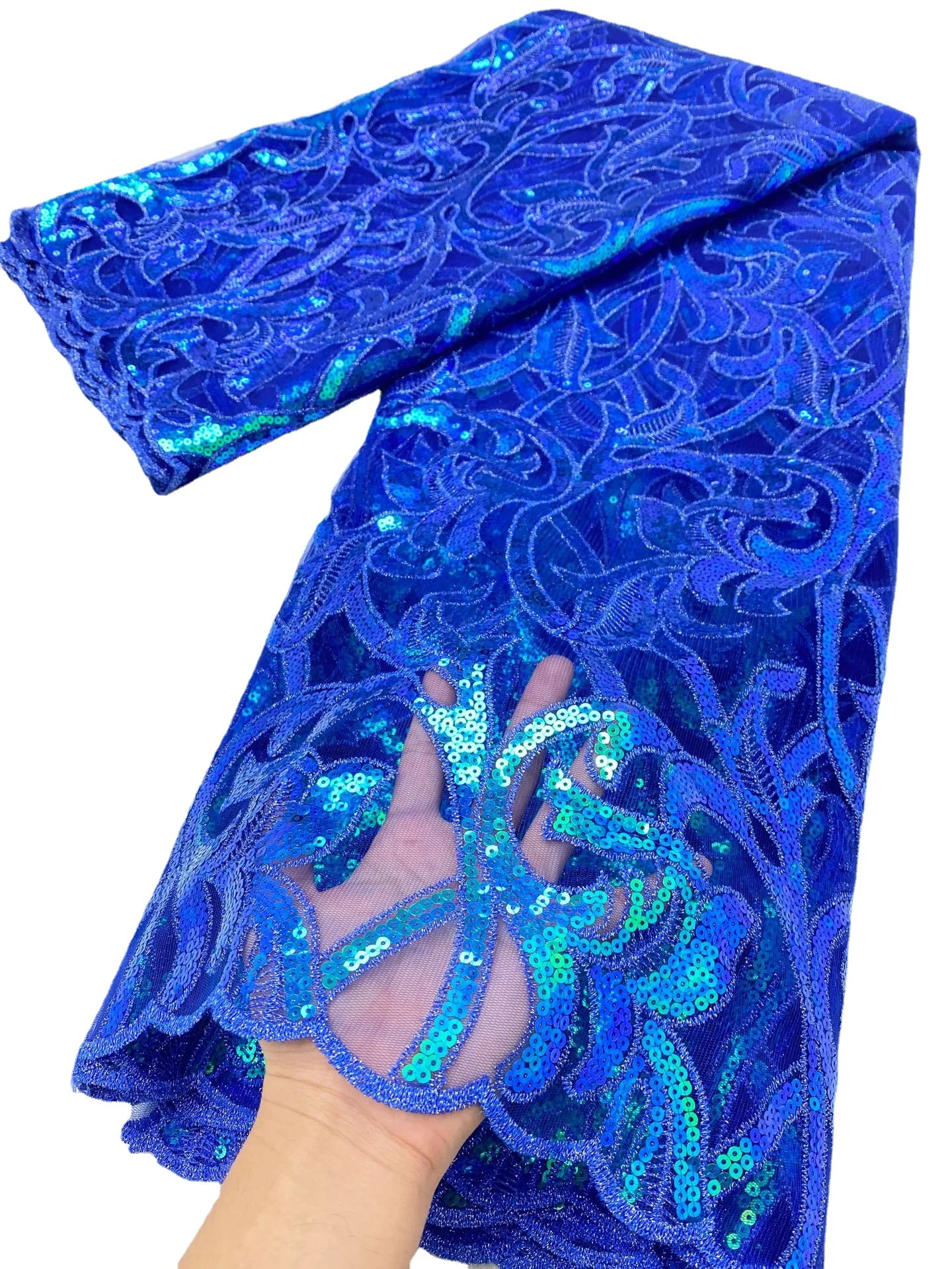 

Американское свадебное платье, сетчатая вышитая ткань с блестками, многоцветная градиентная кружевная сетчатая кружевная ткань с блестками, 5 ярдов