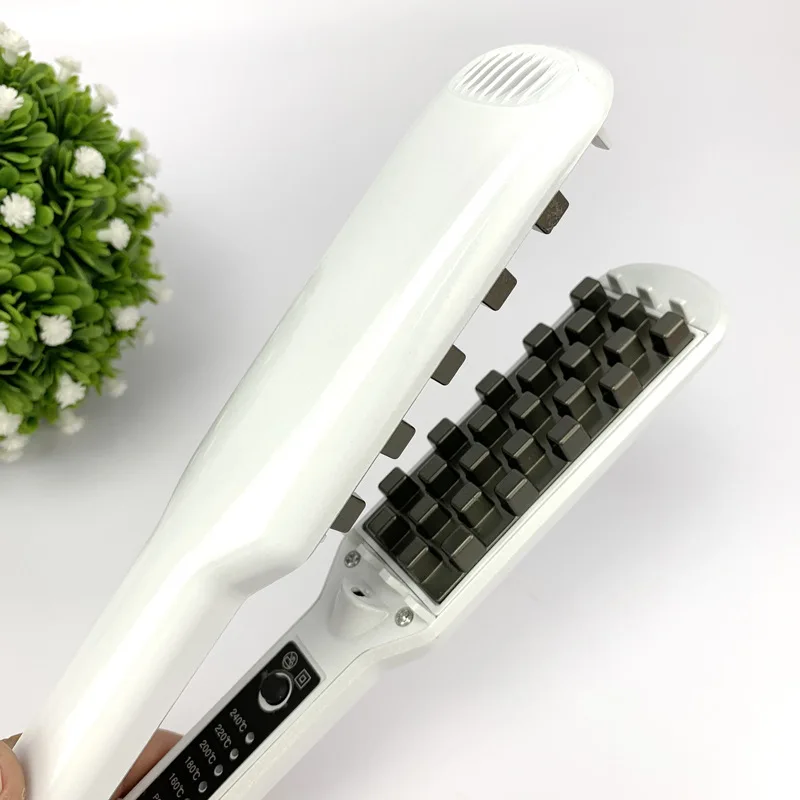 3D Grid Hair Crimper Volumizer Ceramic Professional Hair Fluffy Corrugated Curler Flat Iron Corn Hair Splint Perm 5 Temperatures