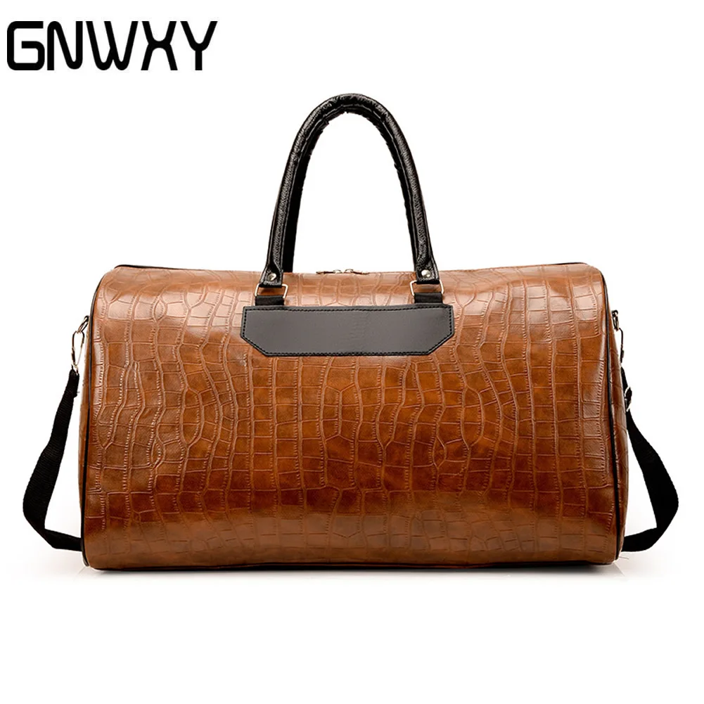 Leather Travel Bag High Capacity Cylinder Sports Fitness Bag Business Casual Business Casual Short Business Trip Large Luggage