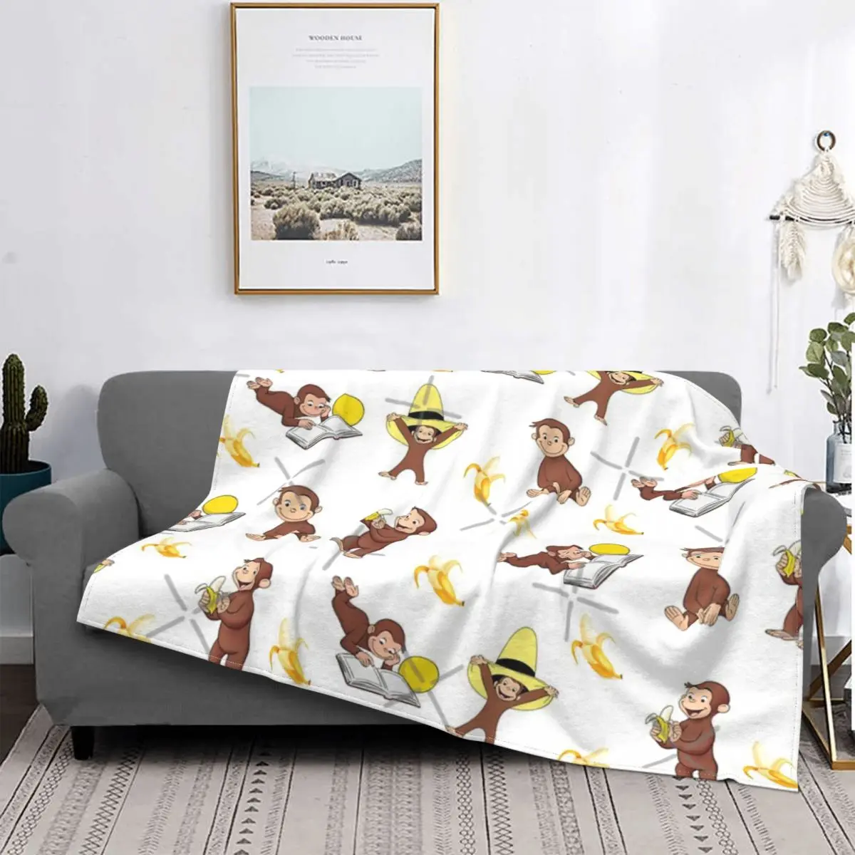 

Джордж любопытное одеяло с рисунком обезьяны, покрывало для кровати, клетчатый коврик, покрывала для кровати, теплое одеяло, одеяла и одеяло