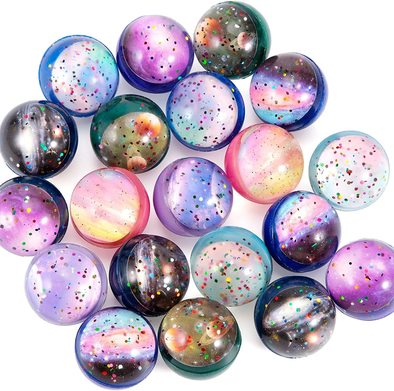 

5Pcs 32mm Solid Bouncy Ball Space Star Twist Egg Elastic Ball Toy Party Favors for Kids Birthday Pinata Fillers Bulk Toy Gift