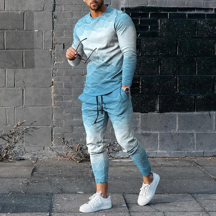 Summer Tracksuit Men's Long Sleeve T-Shirt  2 Piece Set 3D Printed Street Best Style Oversized Jogging Suit Casual Trousers