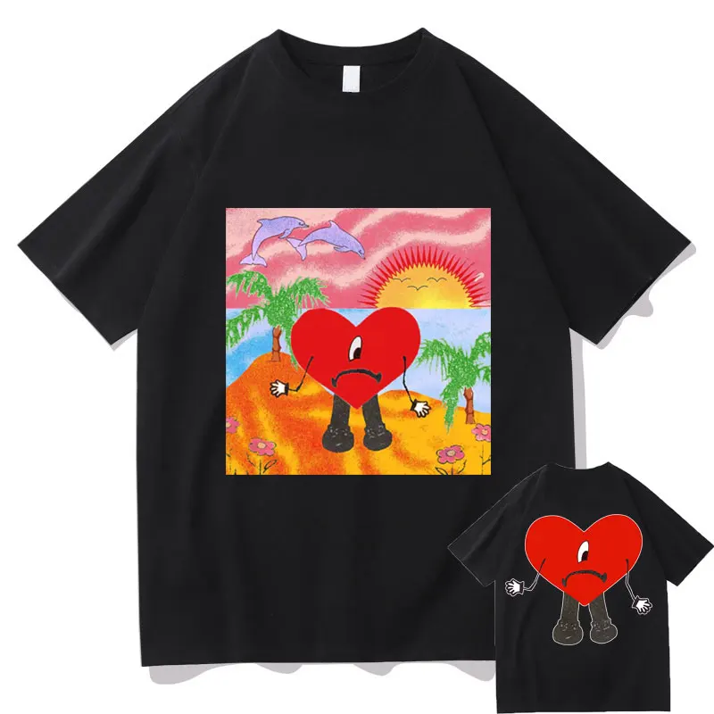 

2022 New Bad Bunny UN VERANO SIN TI Music Album Double Sided Print T Shirt Men Women Fashion Loose T-shirts Man Pure Cotton Tees
