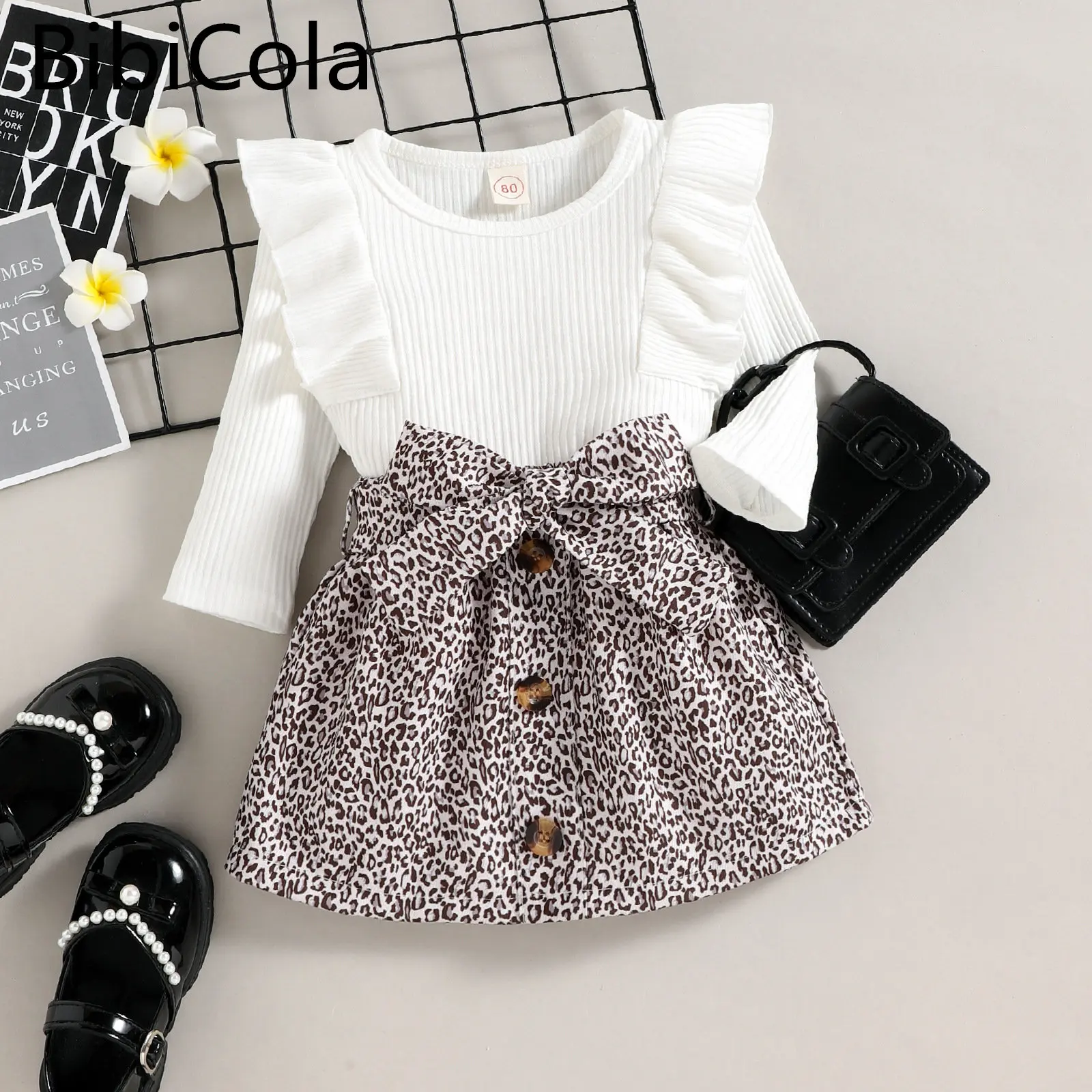 

Осенне-зимний комплект одежды для девочек, модный вязаный свитер для маленьких девочек милый костюм для маленьких детей, пуловер Топы + юбка...