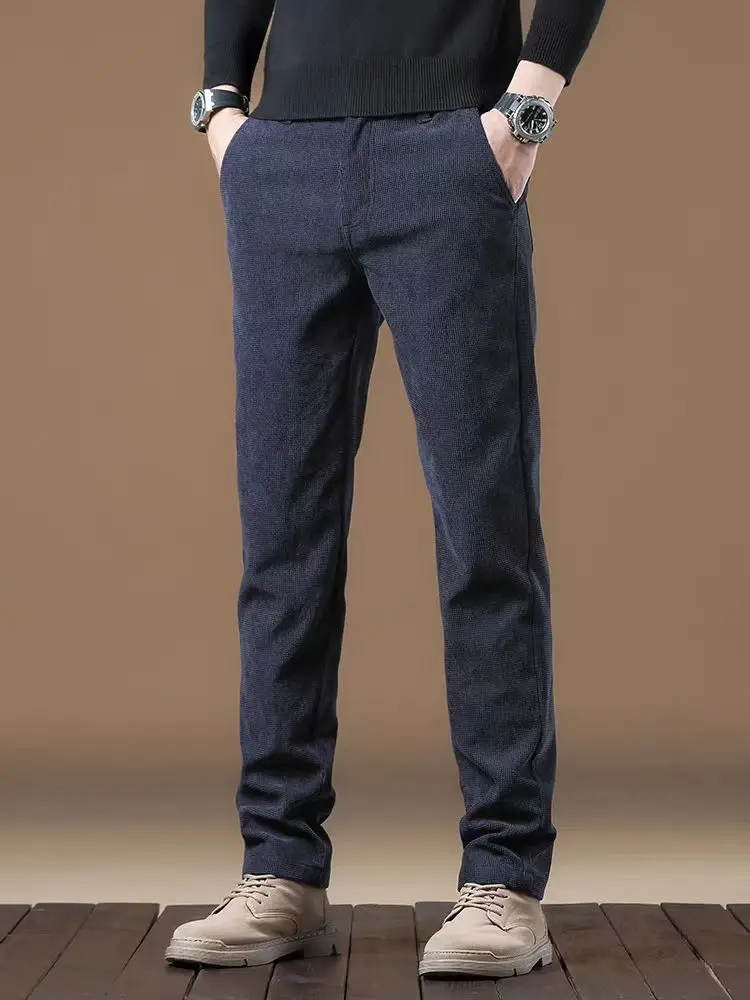Осенние и зимние вельветовые брюки мужские свободные прямые новинка 2024