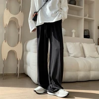 summer thin casual pants men fashion 3 colors oversized wide leg pants men korean loose straight ice silk pants mens trousers