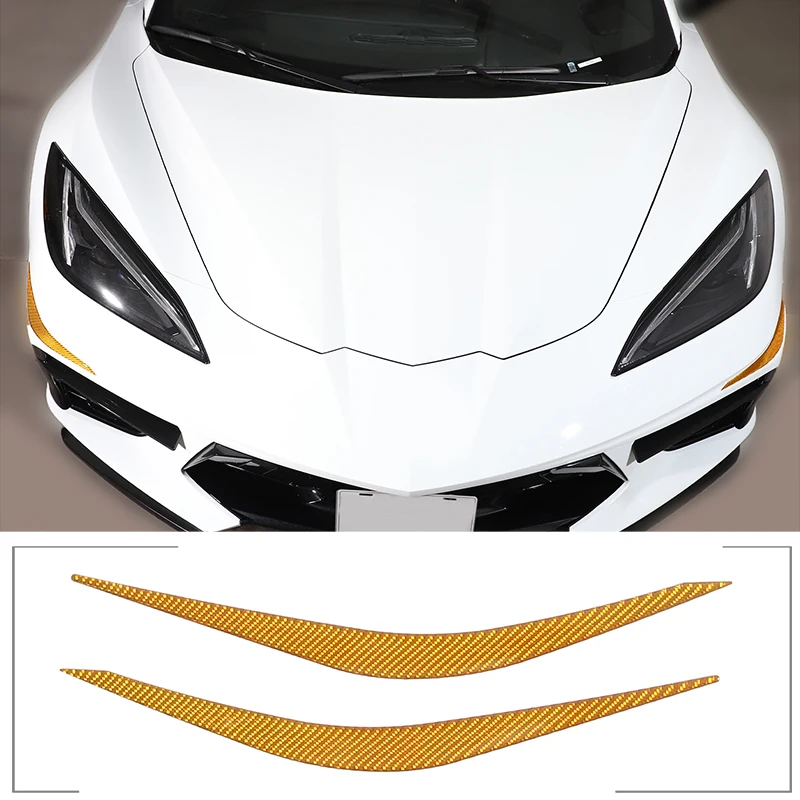 

For 2020-2023 Chevrolet Corvette C8 Z51 Soft Carbon Fiber Car Front Lip Wrap Corner Decorative Sticker Car Exterior Accessories