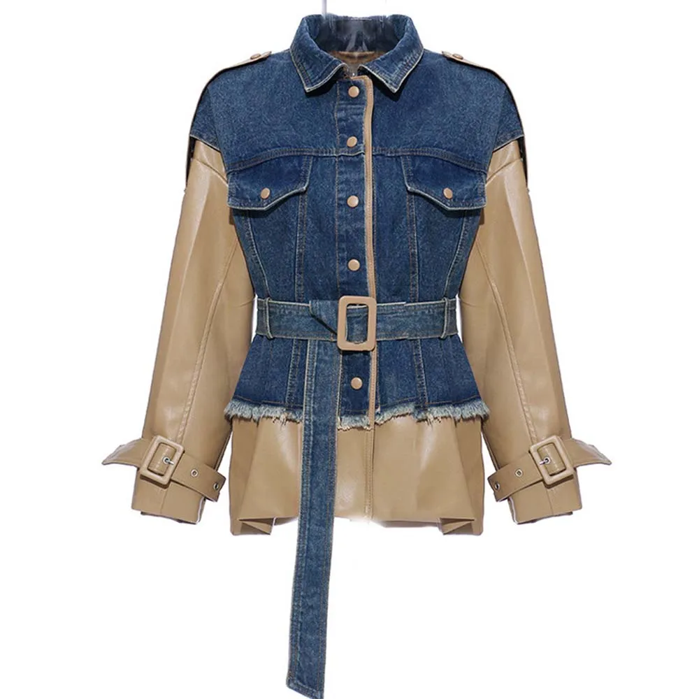 

Autumn Winter Jeans Jackets and Coats for Women Single Breasted Turn Down Collar Full Sleeve High Quality Elegant High Street