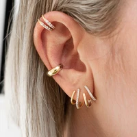 aide 925 sterling silver micro pave zircon needle stud earrings for women girls claw earring cuff ear wrap piercing earrings