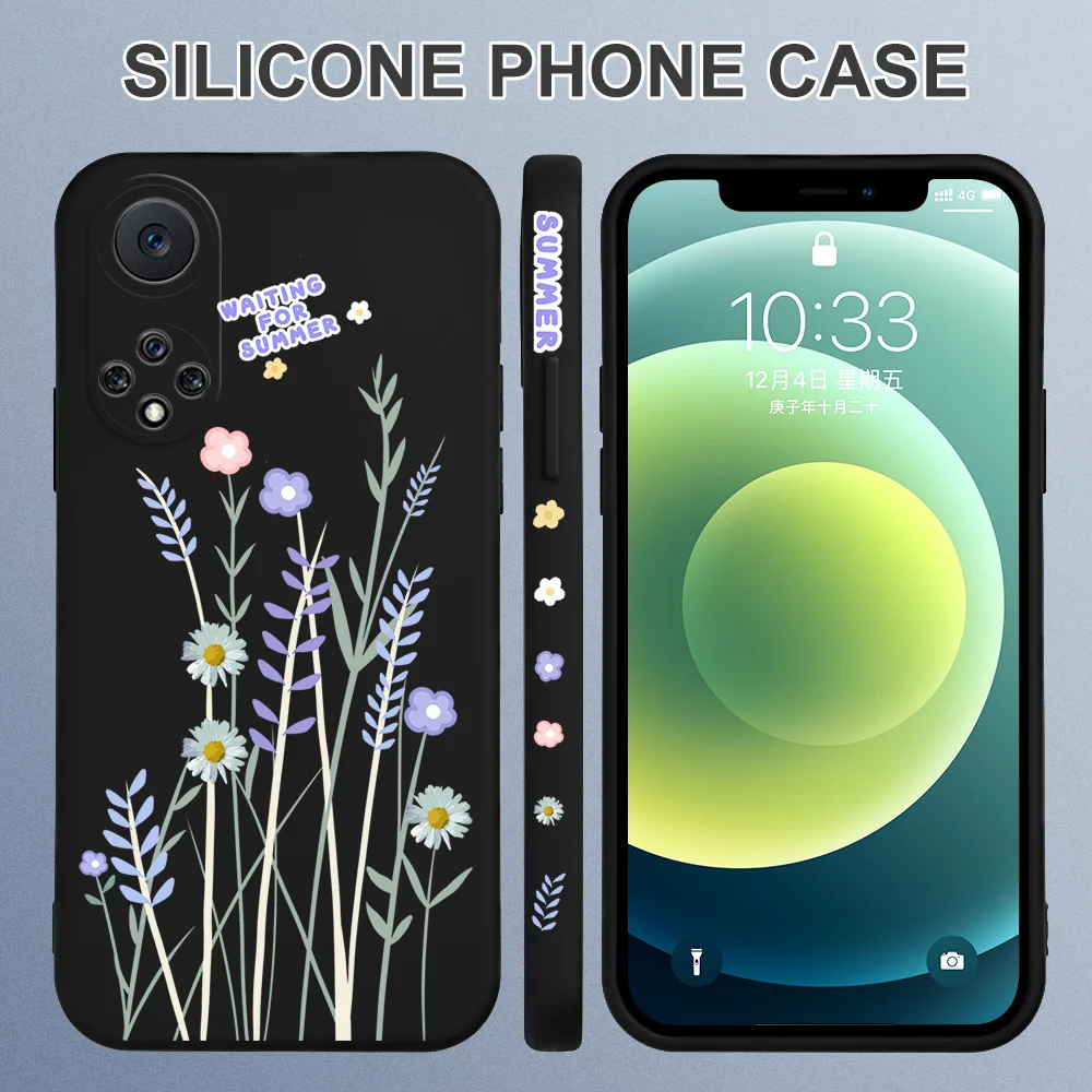

Art Little Flower Painted Phone Case For Huawei Mate 30 30E 40 20 Pro Silicone Lens protection cover For Huawei Mate 40 30 20 10