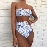 2021 sexy swimwear with free sashes women high waist bikini printed swimsuit high leg bikinis set for bathing suit leopard wear