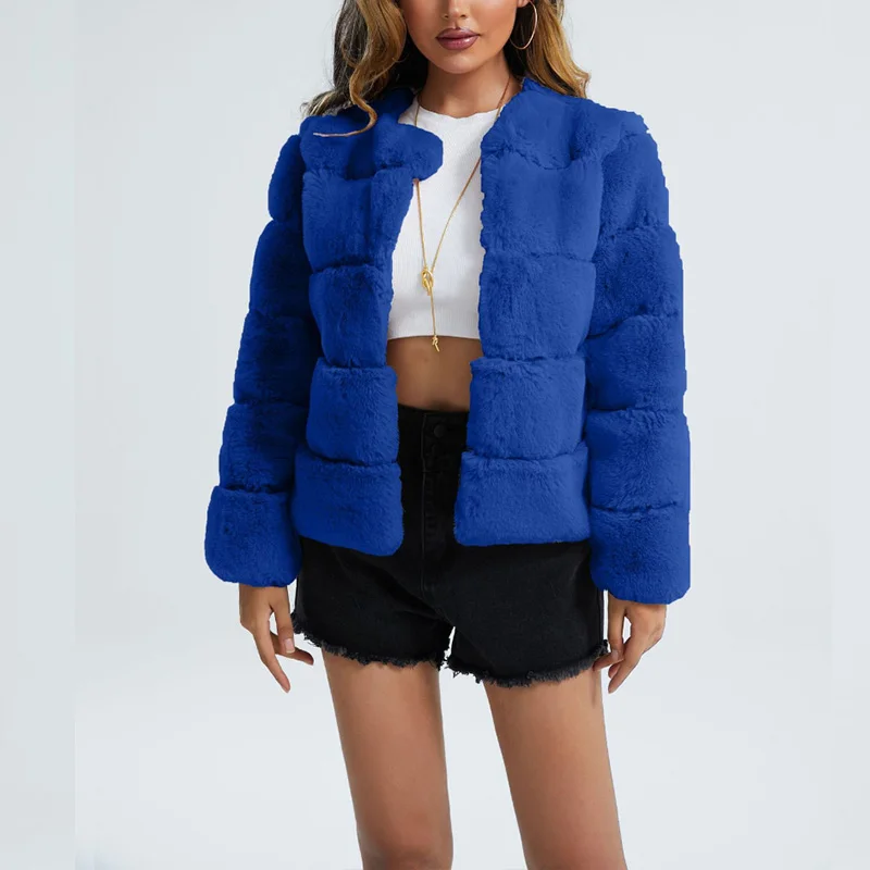 2022 Women's Faux Fur Coat Imitation Fox Fur Winter Warmth Fashion Short Jacket Large Size Ladies Streetwear Fur Coat