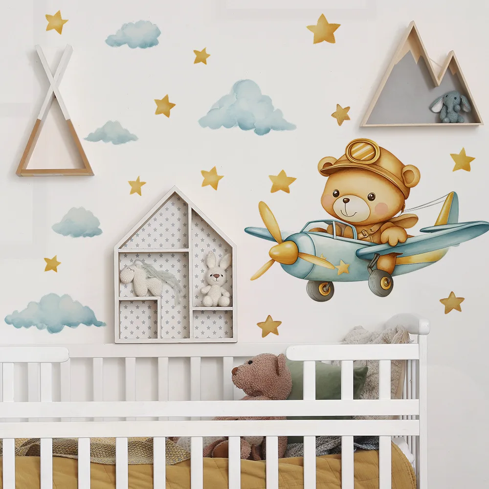 

Настенные наклейки HonC медведь самолет ПВХ