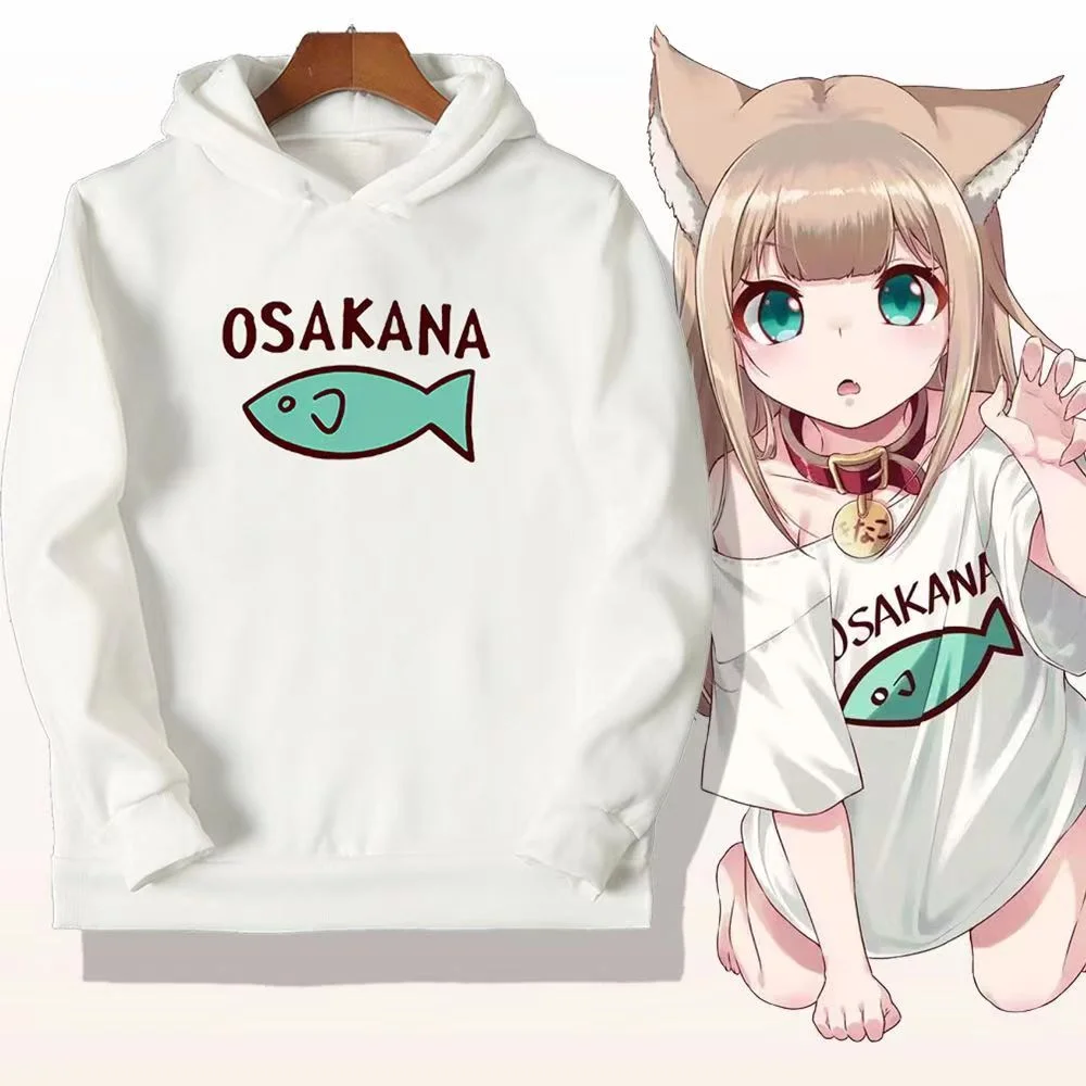 

Anime 40Hara Kinako Cosplay Anime Costume Cat Girl Pet Kitty OSAKANA White Hooded Sweatshirt