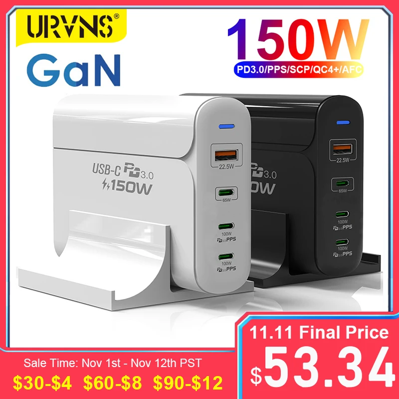 Cena URVNS 150 Watt 4-Port PD Blok ładowarka Z 3port USB-C, Multiport Hub USB Adapter Do Laptopa, MacBook,Lenovo, Iphone'a, Galaxy, Pikseli Najtaniej URVNS 150 Watt 4-Port PD Blok ładowarka Z 3port USB-C, Multiport Hub USB Adapter Do Laptopa, MacBook,Lenovo, Iphone'a, Galaxy, Pikseli