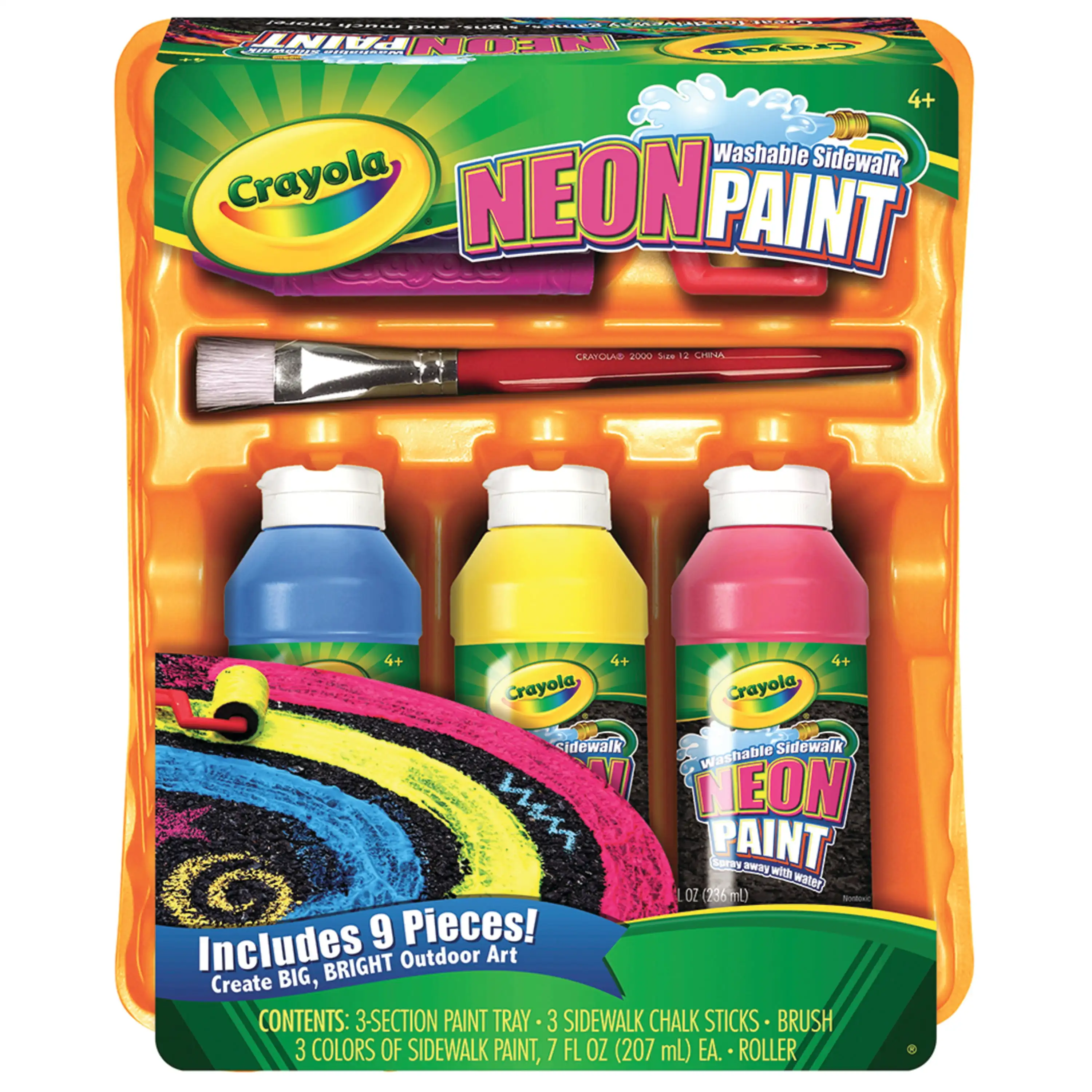 

Neon Sidewalk Washable Paint Set, Beginner Child, 9 Pieces