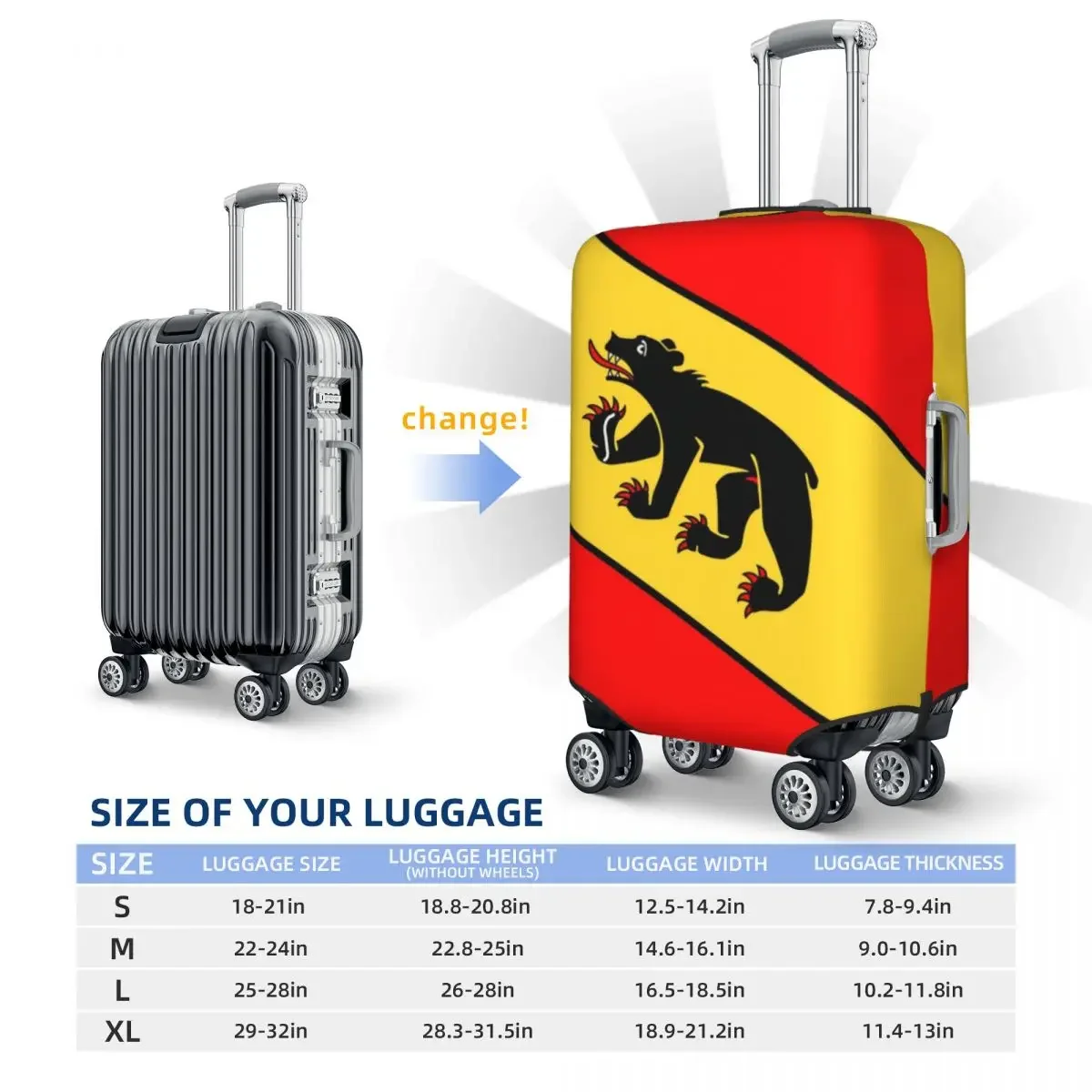 Пользовательский чехол для чемодана с швейцарским флагом Берн медведь