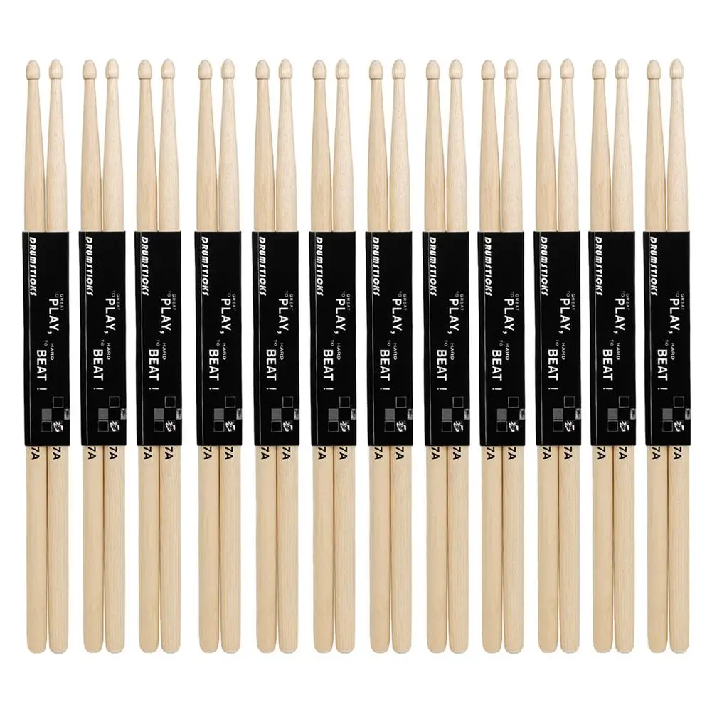 

12 Pairs 5A/ 7A Drumsticks Wooden Drum Sticks Fraxinus Mandshurica Wood Drum Set Percussion Instrument Accessories