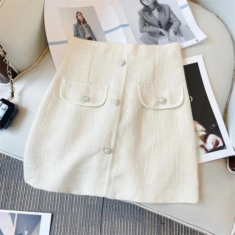 Женский твидовый костюм из двух предметов короткий пиджак и юбка в Корейском