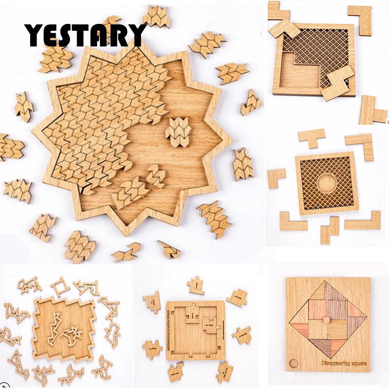 

YESTARY 3D Wooden Puzzle Toys Jigsaw Puzzle Toy Brain Tease Ten Level Difficulty Tangram Board Games Toy For Adults Cildren Gift